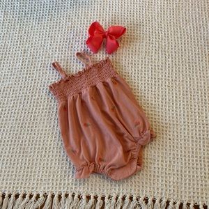 Nordstrom baby girl smocked and embroidered bubble romper